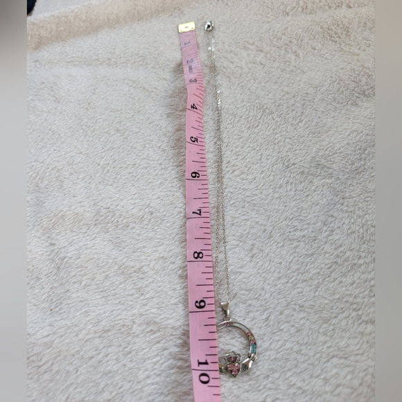 Solvar | NWOT Elegant Silver Tone Multicolor Crystal Claddagh Pendant Necklace - Picture 6 of 8